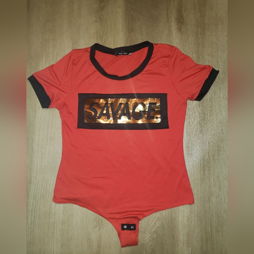 Savage Graphic Tee - Red with Black Trim